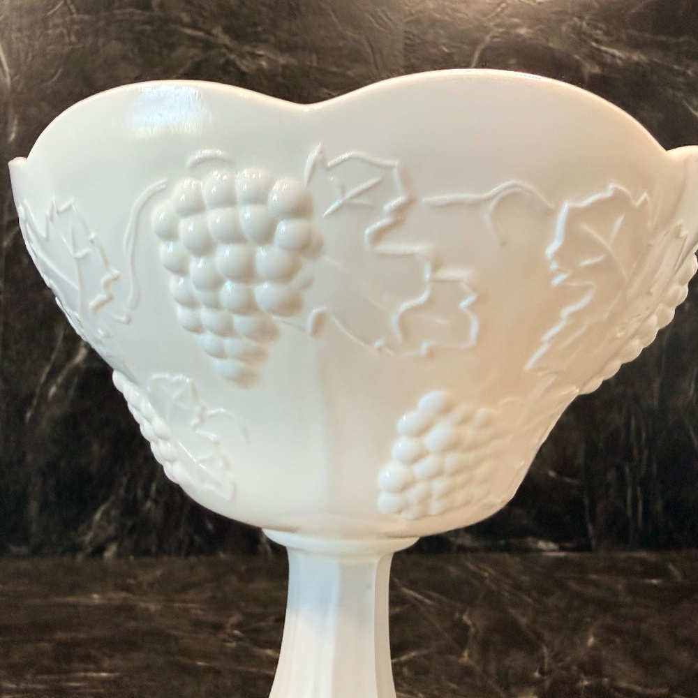 White Milk Glass Pedestal Bowl - Picture 4 of 15